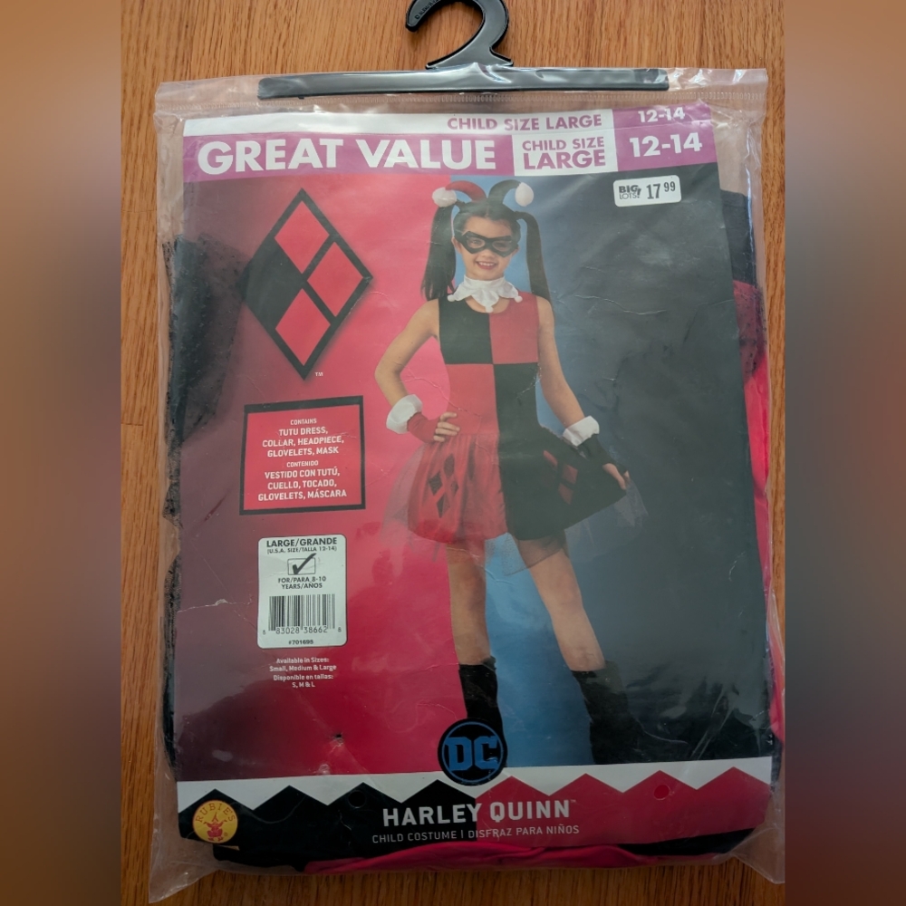 NWT Halloween Harley Quinn Costume Girls Large 12-14